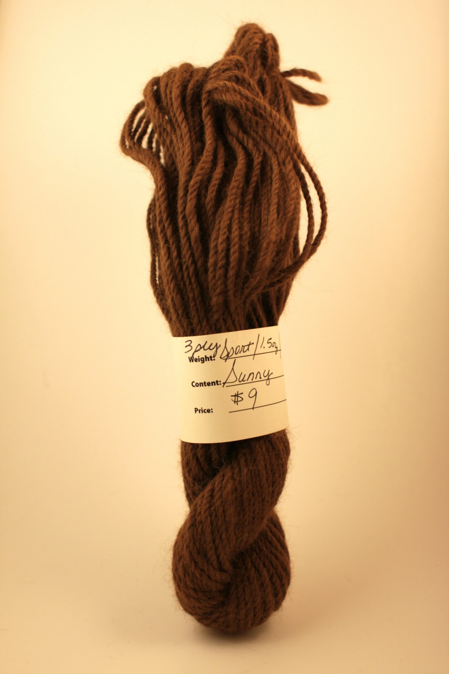 Small alpaca yarn skein from alpaca Sunny from Foster's Trail and Alpaca Farm