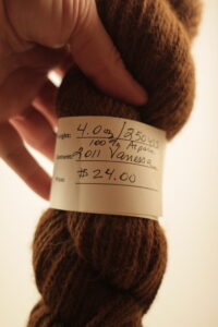 Vanessa nutmeg alpaca skein close-up Foster's Trail & Alpaca Farm