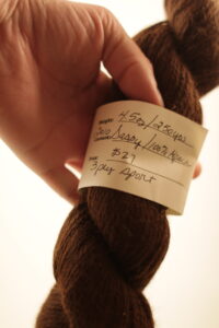 Close-up of a yarn skein from alpaca Sasparilla