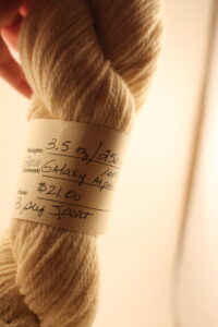 Close-up of chardonnay alpaca yarn from the alpaca Galaxy