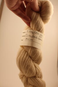 Close-up of off white alpaca yarn from alpaca Nitro